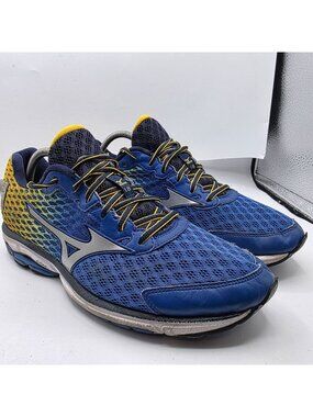 Mizuno Wave Rider 18 Mens Size 11 Blue Yellow Athletic Shoes Running Walking